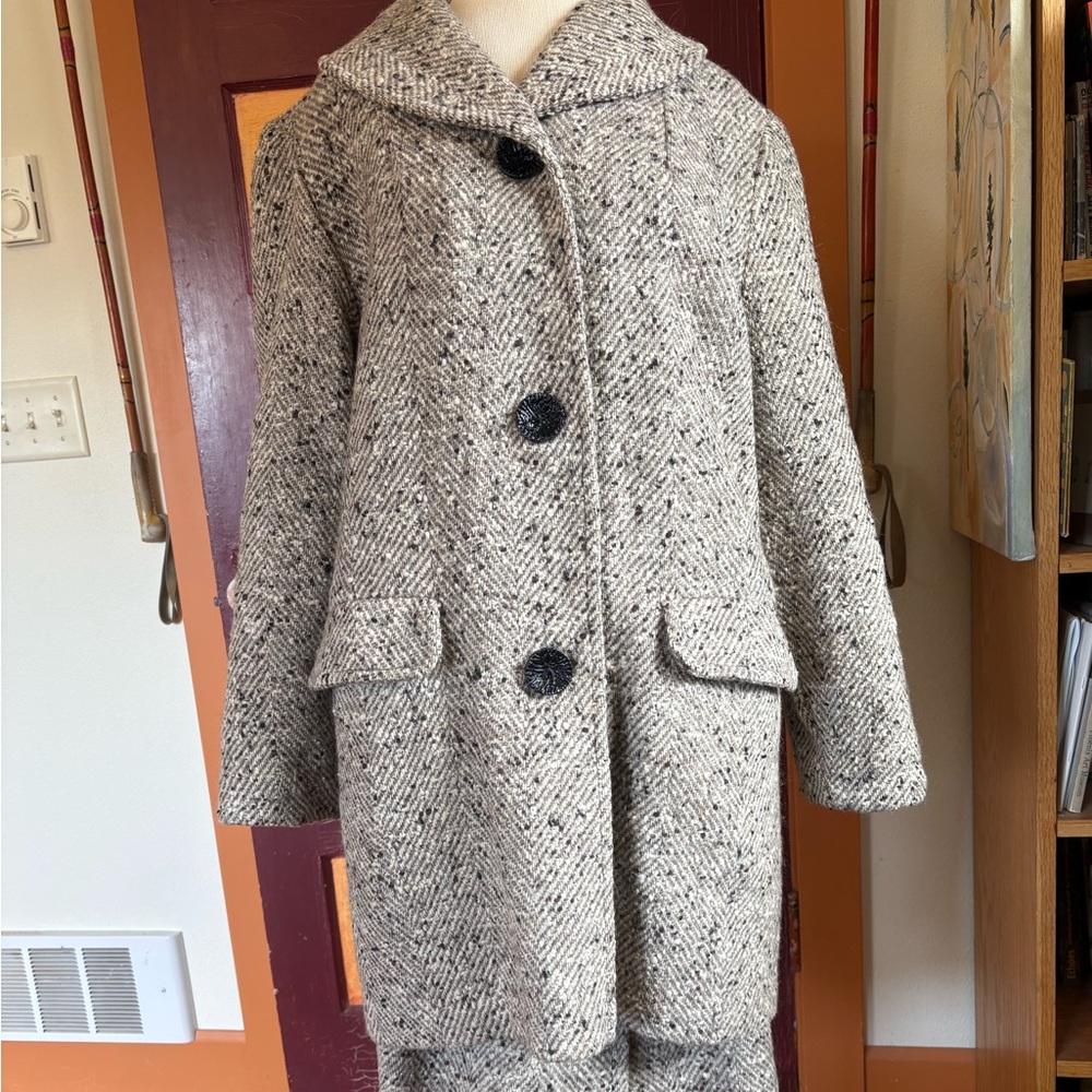Vintage 1950’s Women's Herringbone Wool Coat and Skirt